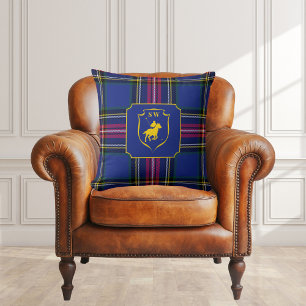 Classic Monogrammed Polo Equestrian Tartan Plaid  Cushion