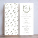 classic monogrammed sage green the wedding crest program<br><div class="desc">This is a rack card for the wedding ceremony program for a classic romantic outdoor,  garden-inspired wedding or just a simply love florals and botanicals with its clean,  classic element of design elegance and text typography by Phrosne Ras Design. 
This invite is part of a unique suite and collection.</div>