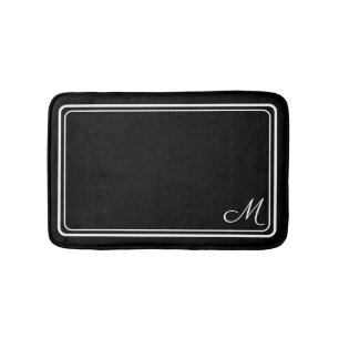 Classic Monogrammed Trendy Black & White  Bath Mat