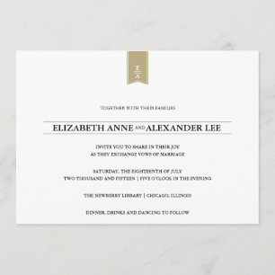 Classic Monograms Gold Wedding Invitation