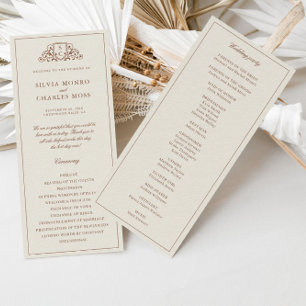 Classic Monorgam Brown & Ecru Wedding Program