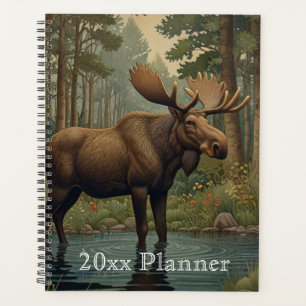 Classic moose boho woodland forest greenery  planner