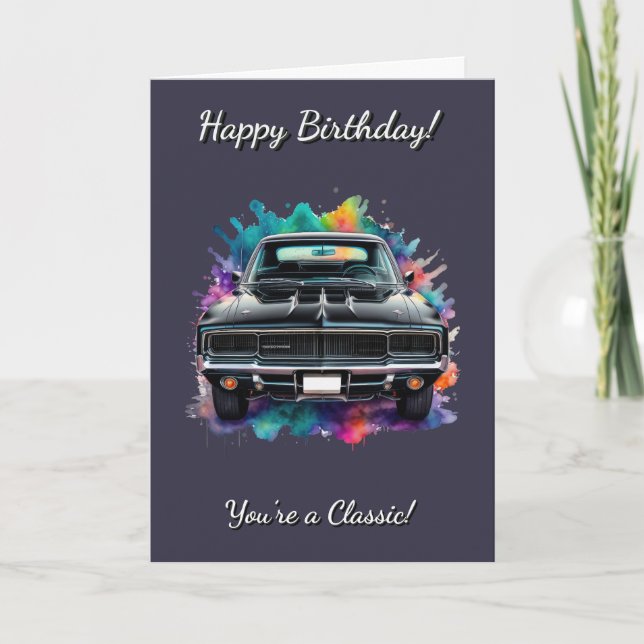 Classic Mopar Charger Muscle Car Birthday Card (Front)