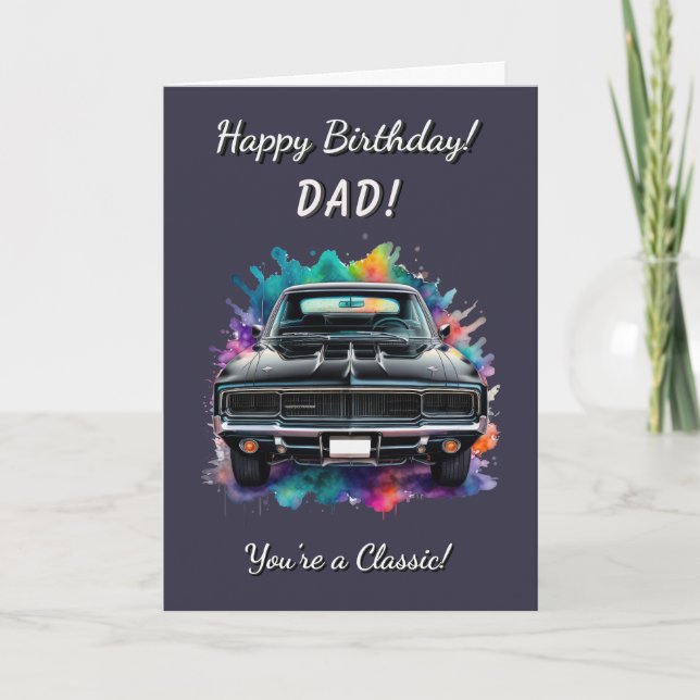 Classic Mopar Charger Muscle Car Birthday Card (Front)