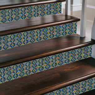 Classic Moroccan Damask – Deep Blue & Gold Ceramic Tile