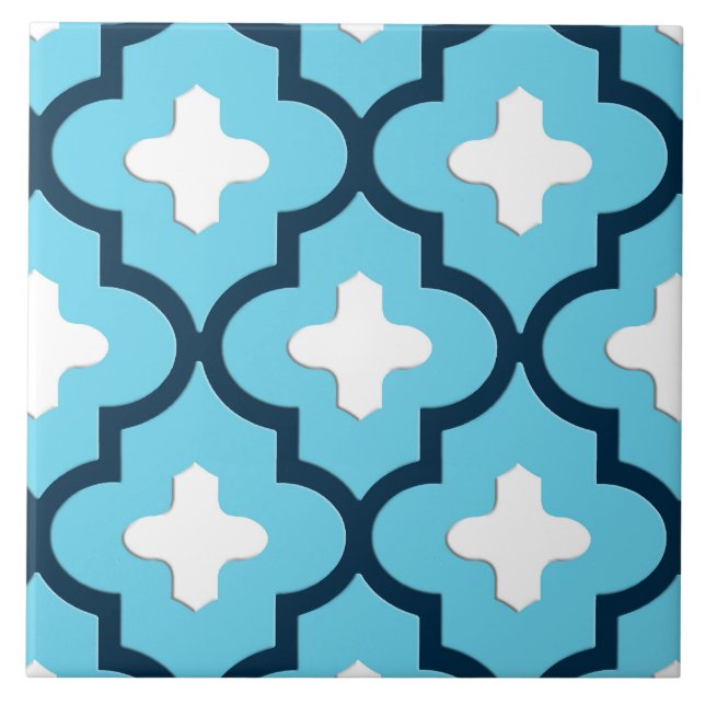 Classic Moroccan Tile, Indigo and Sky Blue Tile (Front)