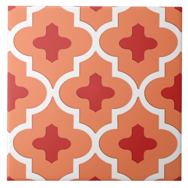 Classic Moroccan Tile, Mandarin Orange Ceramic Tile (Front)