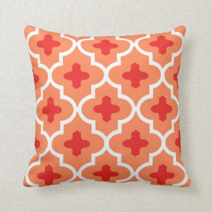 Classic Moroccan Tile, Mandarin Orange Cushion