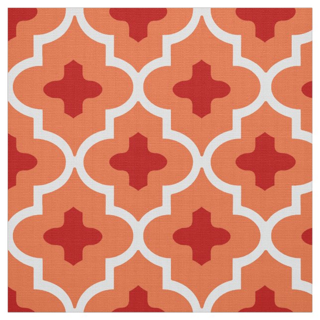 Classic Moroccan Tile, Mandarin Orange Fabric (Swatch)