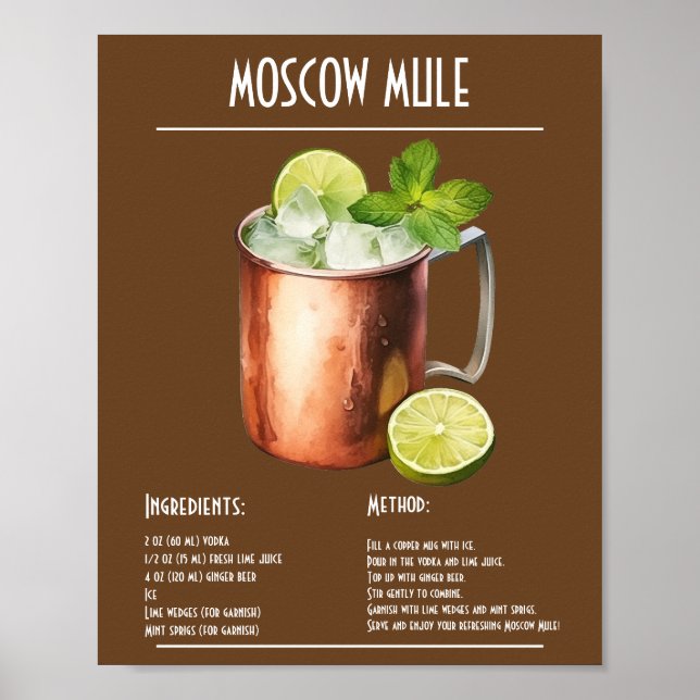 Classic Moscow Mule Recipe Bar Poster (Front)