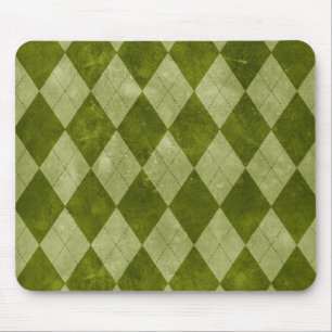 Classic Mossy Green Argyle Geometric Pattern Mouse Pad