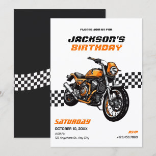 Classic motorbike Birthday Invitation