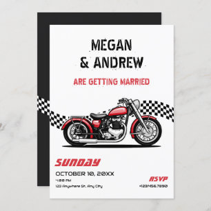Classic motorbike wedding invitation