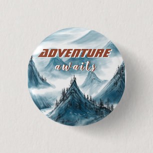 Classic Mountains Painting Inspirational Quote Bot 3 Cm Round Badge
