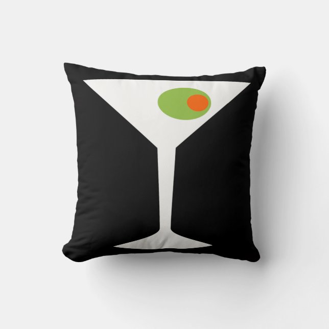 Classic Movie Martini Throw Pillow (black) (Front)