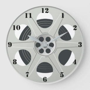 CLASSIC MOVIE REEL (WITH BLACK NUMERALS) LARGE CLOCK