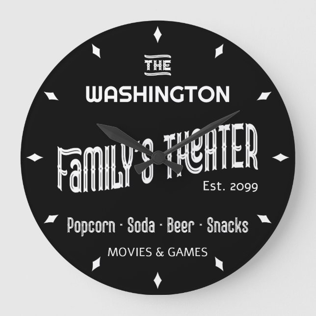 Classic Movie Theatre Wall Clock (Front)
