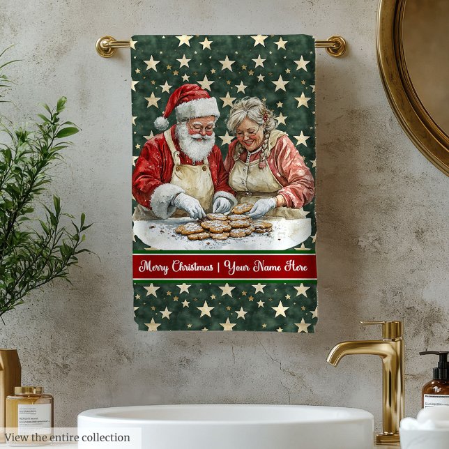 Classic Mr. and Mrs. Claus Cooking Bath Towels (Classic Mr. and Mrs. Claus Cooking Bath Towels)