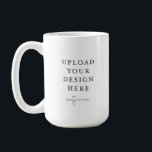 Classic Mug 15oz.<br><div class="desc">Customise your design in Templett. After you are done editing, download your file in a JPG format (don't forget to turn on the bleed option). Upload your design here by clicking on the blue "Personalise" button.</div>