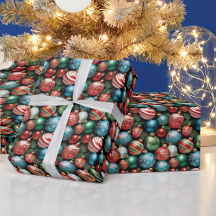 Classic Multi Coloured Chrismas Ornaments Wrapping Paper