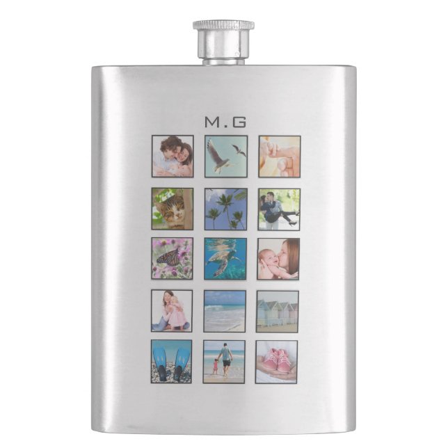 Classic Multiple Square Custom Photo Collage Hip Flask (Front)