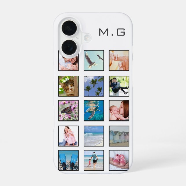 Classic Multiple Square Custom Photo Collage iPhone 16 Case (Back)