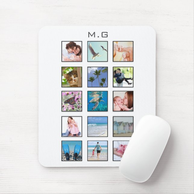 Classic Multiple Square Custom Photo Collage Mouse Pad (With Mouse)