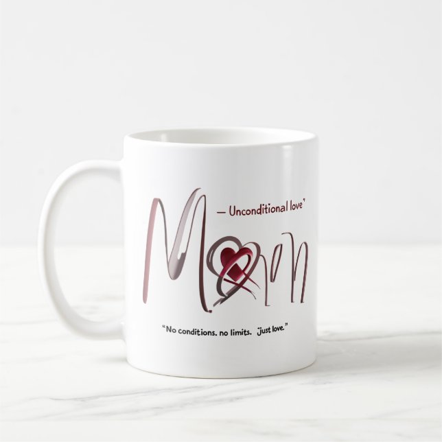 Classic Mum Mug 11oz – Unconditional Love Ribbon  (Left)