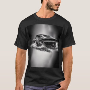 Classic Muscle Car Burnout Black & White  T-Shirt
