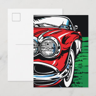 Classic Muscle Car Front Pop Art Retro Postcard