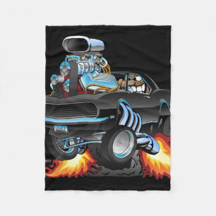 Classic Muscle Car Popping a Wheelie Fleece Blanket