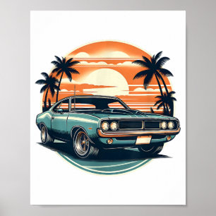 Classic Muscle Car Retro Vintage Style Poster
