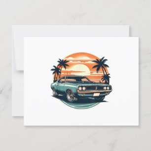 Classic Muscle Car Retro Vintage Style RSVP Card