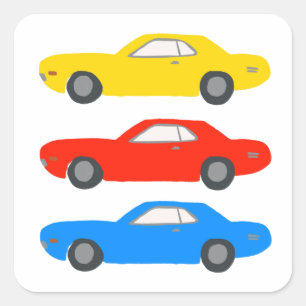 Classic Muscle Cars  Illustrated Vintage  Square Sticker