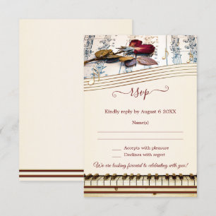 Classic Music Themed Wedding RSVP Card