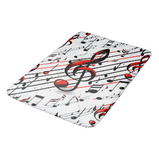 Classic Musical Chaos Red Black and White Bath Mat