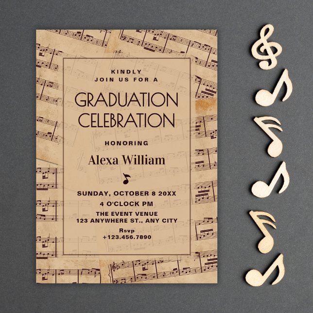 Classic musical notes sheet graduation invitation (Creator Uploaded)