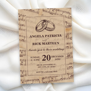 Classic musical notes sheet wedding invitation