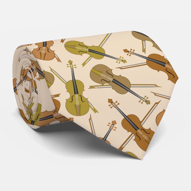 Classic Musical Violins and Bows  Tie (Rolled)