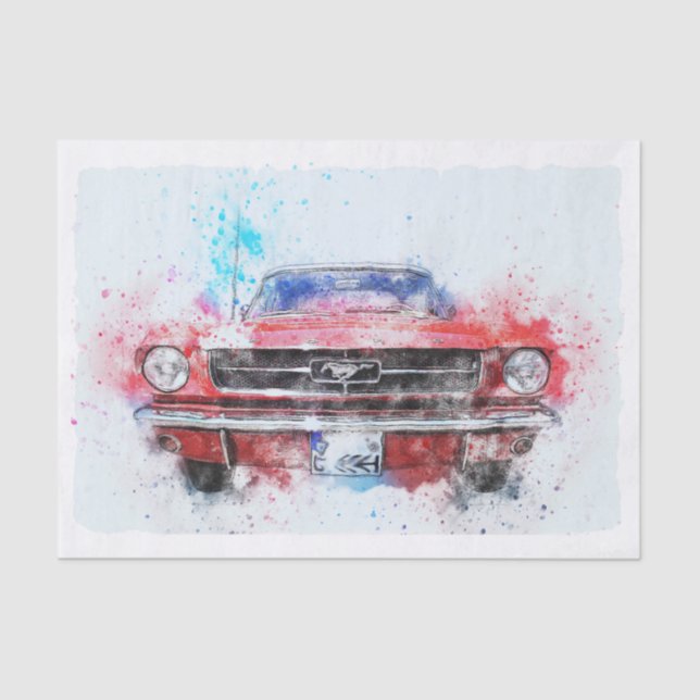 Classic Mustang Car Decoupage Tissue Paper (Front)