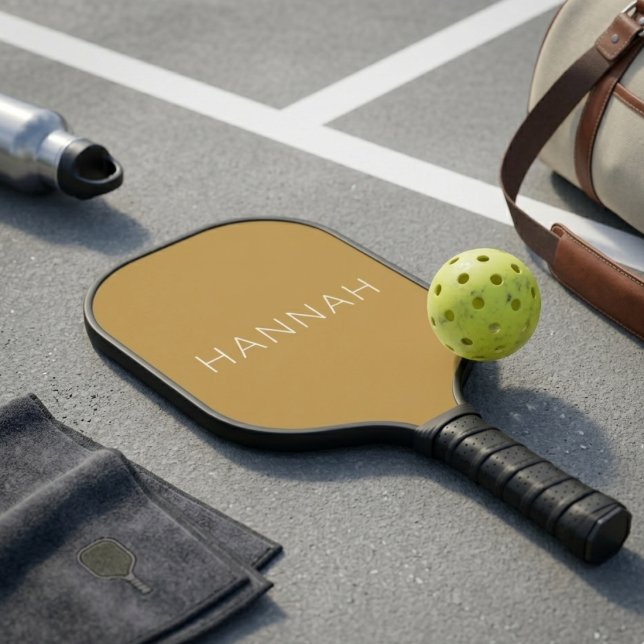 Classic Mustard Gold Minimalist Custom Name Pickleball Paddle (Creator Uploaded)