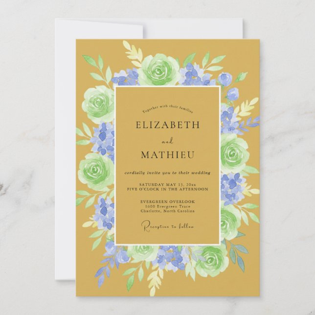 Classic Mustard Peony Wedding Invitation (Front)
