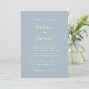 Classic Muted Blue Elegant Wedding Invitation