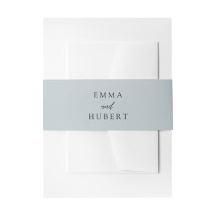 Classic Muted Blue Elegant Wedding Invitation Belly Band