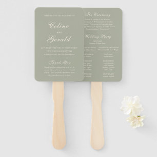 Classic Muted Green Elegant Wedding Program Hand Fan