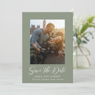 Classic Muted Green Photo Elegant Wedding Save The Date