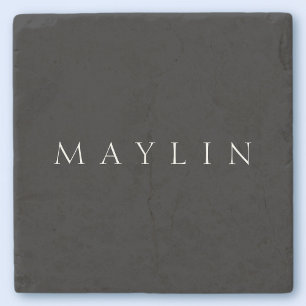 Classic Name or Word Black & White Stone Coaster