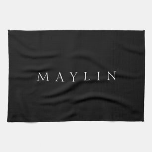 Classic Name or Word Black & White Tea Towel