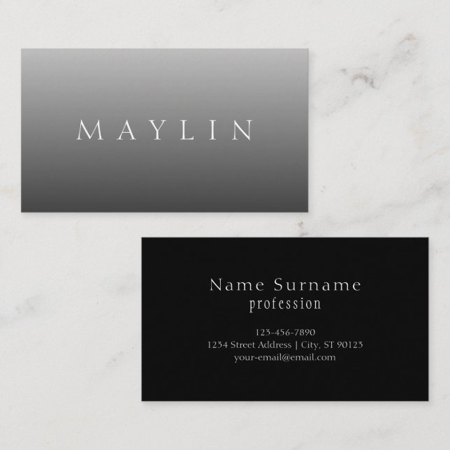 Classic Name or Word | Gradient Grey Business Card (Front/Back)