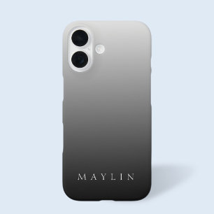 Classic Name or Word   Gradient Grey iPhone 16 Case